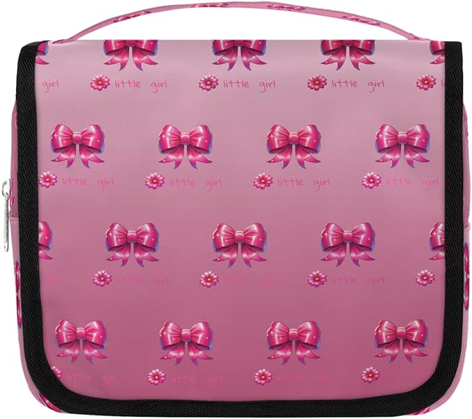 YoYoYuchong Travel Toiletry Bag for Women & Men Pink Beautiful Flower Hanging Cosmetic Organizer Portable Waterproof Makeup Case Make Up Bag with Compartments Travel Essentials for Bathroom Shower