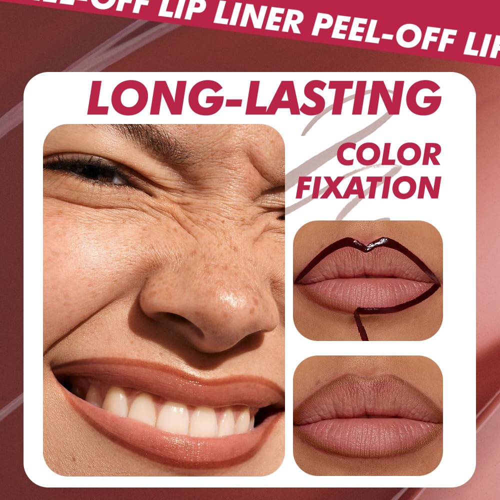 JUAAZIN Matte Lip Stain Peel Off Lip liner with Tweezer, Light Taupe Peel Off Lip Stain, Long Lasting Waterproof Lipstick Lip Gloss Tattoo, Transfer-proof for All Skin Types, 04#