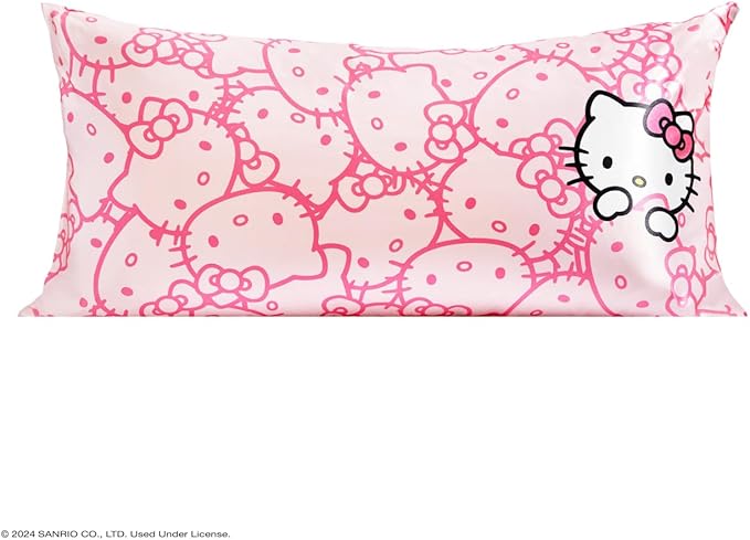Kitsch x Hello Kitty Satin Pillowcase - Size 19x36, Pink Kitty Faces