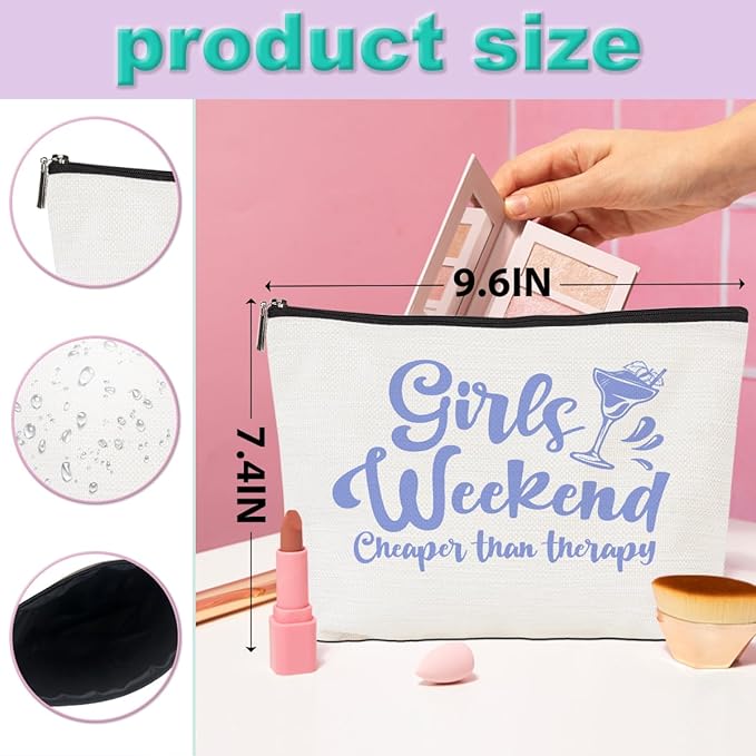 CQM 3 Pcs Girls Weekend Gifts Girl Trip 2026 Makeup Bag Girls Trip Gifts Favors Summer Gift Cosmetic Bag Toiletry Bag Zipper Pouch Weekender Bags for Women Girl Friendship Bachelorette Party Birthday