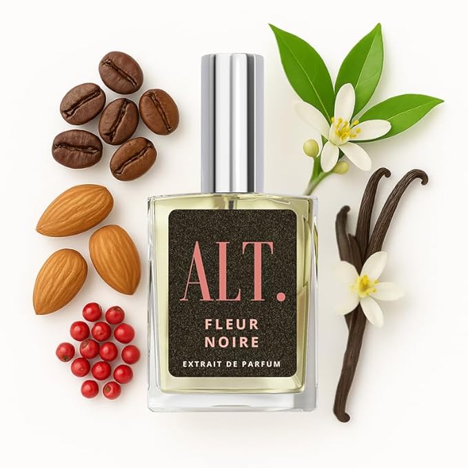 ALT. FRAGRANCES Fleur Noire - Inspired by Blk Opiu.m Perfume for Women, Extrait de Parfum, Long Lasting Fragrance with Coffee, Jasmine & Vanilla Notes, 60ml