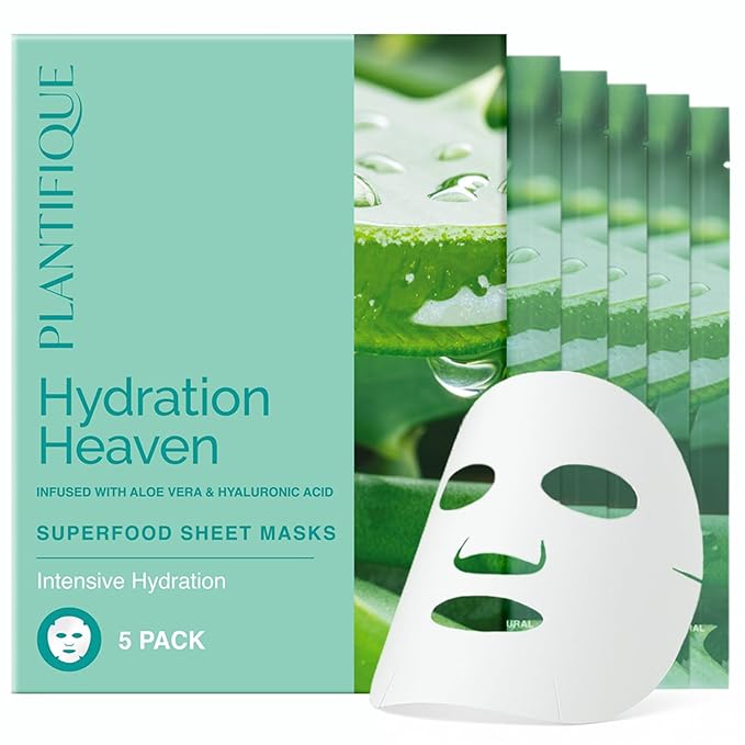PLANTIFIQUE Korean Sheet Masks, 5 Pack - Hydrating & Nourishing