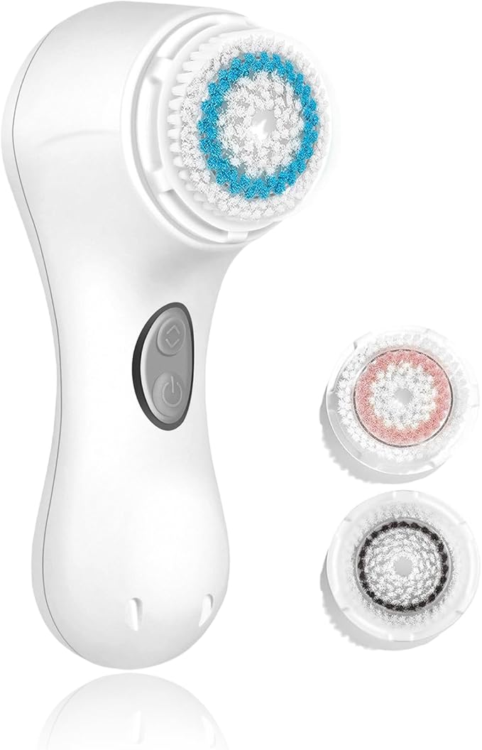 Microtree Electric Facial Cleansing Brush, No Rotation, Sonic Vibrating Rechargeable Face Scrubber Exfoliator, 2 Speeds for Gentle Clean, Face Brushes for Cleansing, Waterproof Face Wash Brush