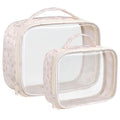 PACKISM Clear Makeup Bag - TSA Approved Toiletry Bag, 2 Pink Ditsy Floral