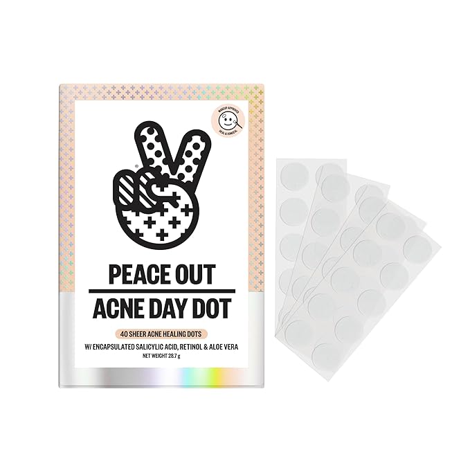 PEACE OUT Acne Day Dot Invisible Hydrocolloid Pimple Patches (40 count)
