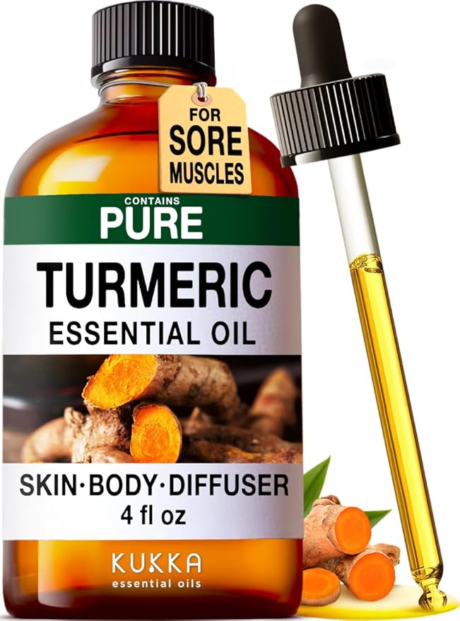 100% Pure Turmeric Oil - 4 Fl Oz Turmeric Essential Oil for Hair, Skin, Diffuser, Aromatherapy & DIY Soap Making Scent