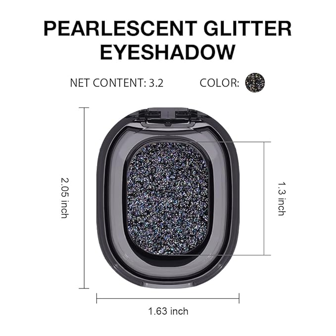 FeiCuiYun Black Glitter Eyeshadow Palette Makeup for Women, Glitter Shimmer Metallic Holographic Iridescent Single Monochrome Eyeshadow Halloween Birthday Party Wear Makeup, Sombras Crema Para Ojos
