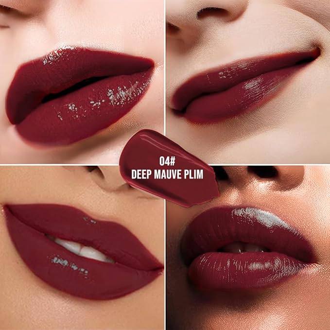 Hxssll Nourishing High-Shine Lip Gloss,Hydrating & Moisturizing Lip Tint, Non-Sticky, Long-Lasting Glossy Lip Stain,Softens & Plumps Lips for Smooth,Gentle Formula for Dry Lips 04#Deep Mauve Plum