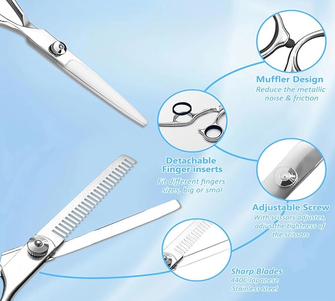 Xolaawa Hair Cutting Scissors, Thinning Shears Kit. Premium Stainless Steel Salon Scissors, Edge Scissor, Razor.for Hairdressing, Salon and Home