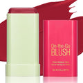 BEFIVECOK Blush Stick for Cheeks - Cream Makeup Blush Wand, Solid Moisturizer Stick for Cheeks Tint, Natural Blendable Waterproof Korean Matte Long-Lasting Smooth Blushes (#02 Hot Red)