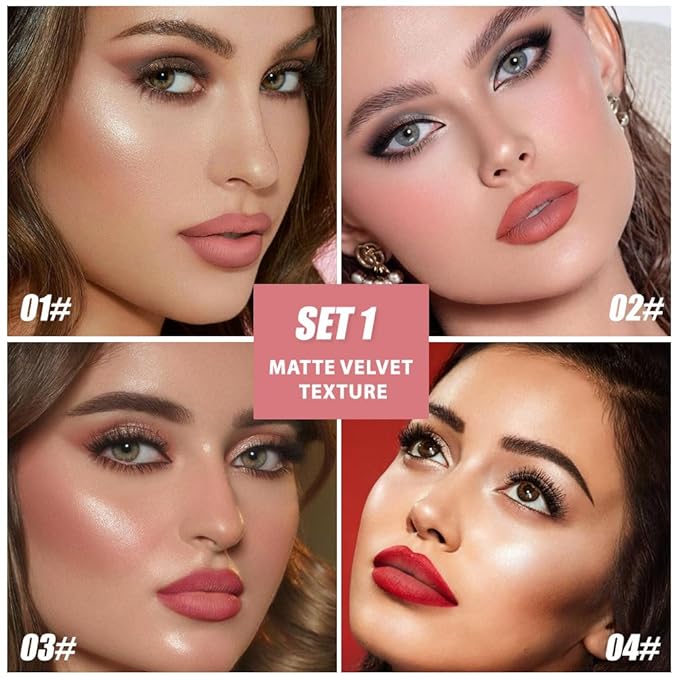 BINGBRUSH 4pcs Lip Liner Set, 2-in-1 Lip Liner and Matte Lipstick Pencil