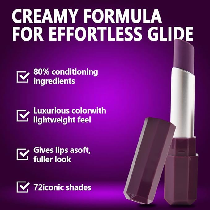 IATMOMOD Dark Magenta Cream Matte Lipstick Stick 09#, Longwear Full Coverage Velvet Lip Color, Waterproof Multi-Use Lip & Cheek Makeup for Party & Daily Wear, Labial con color mate para uso diario