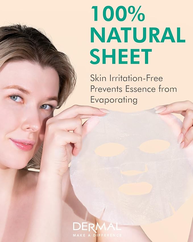 DERMAL Aloe Collagen Soothing Sheet Mask, Hydrating & Cooling, 10 Pack