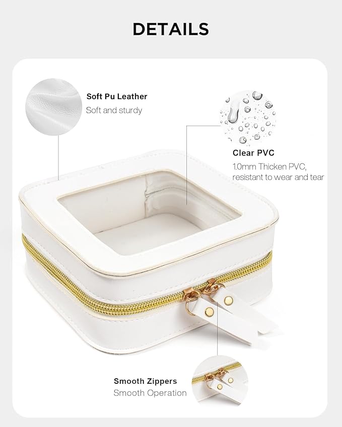 FFpaw 2 Pcs Clear Makup Bag Set, Clear Cosmetic Bags with Zipper Waterproof Small Travel Cosmetic Case Cute Make Up Pouch Mini Car Essentials for Women Travel Car Organizer