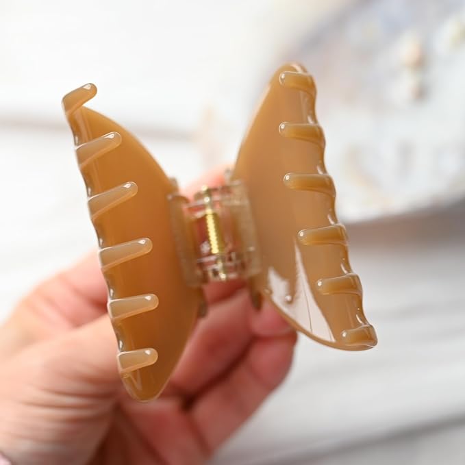 Prettyou Handmade Celluloid Acetate French Design Barrettes Tortoise Shell Claws Hair Claw Luxury Fashion Accessories Hair Clip for Women (khahi)
