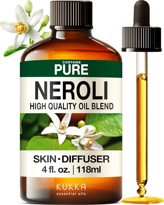 100% Pure Neroli Oil - 4 Fl Oz Neroli Essential Oil for Hair, Skin, Diffuser, Aromatherapy & DIY Soap Making Scent