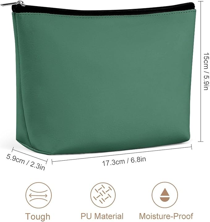 Meaudiwes Fashion Zipper Cosmetic Case, Portable Makeup Case, Personality Toiletry Bag, Green Travel Cosmetic Toiletry Bag