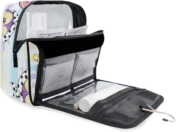 senya Hanging Travel Toiletry Bag Cute Cartoon Pink Flamingo And Five Owls Kit Makeup Case Cosmetics Organizer for Men Women