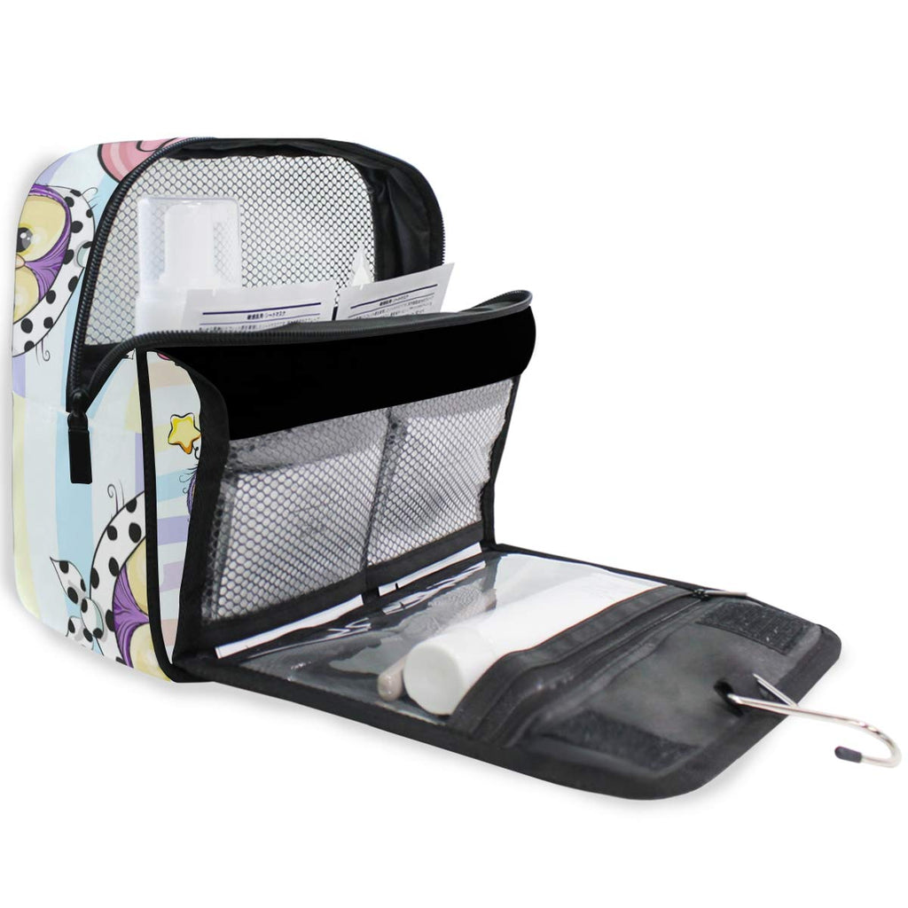 senya Hanging Travel Toiletry Bag Cute Cartoon Pink Flamingo And Five Owls Kit Makeup Case Cosmetics Organizer for Men Women