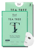 Rael Bamboo Face Sheet Masks, Daily Hydration Skincare (Tea Tree, 5 Ct)