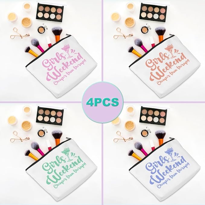 4 Pcs Girls Weekend Gifts for Women 2026 Girl Trip Gifts Favors Makeup Bag