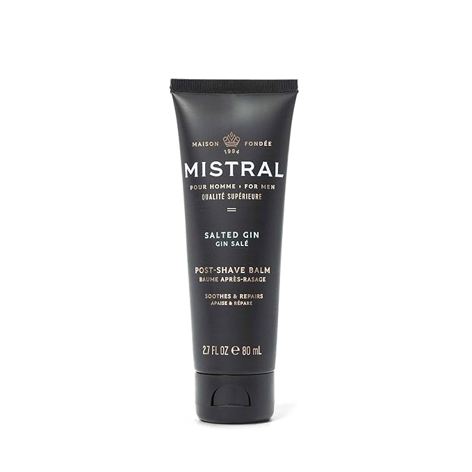 Mistral After Shave Balm, Salted Gin - 2.7 Fl Oz | Hydrating Aftershave for Men with Aloe & Jojoba Oil | Non-Greasy Post Shave Moisturizer, Soothes Razor Burn, Made in France, Paraben-Free