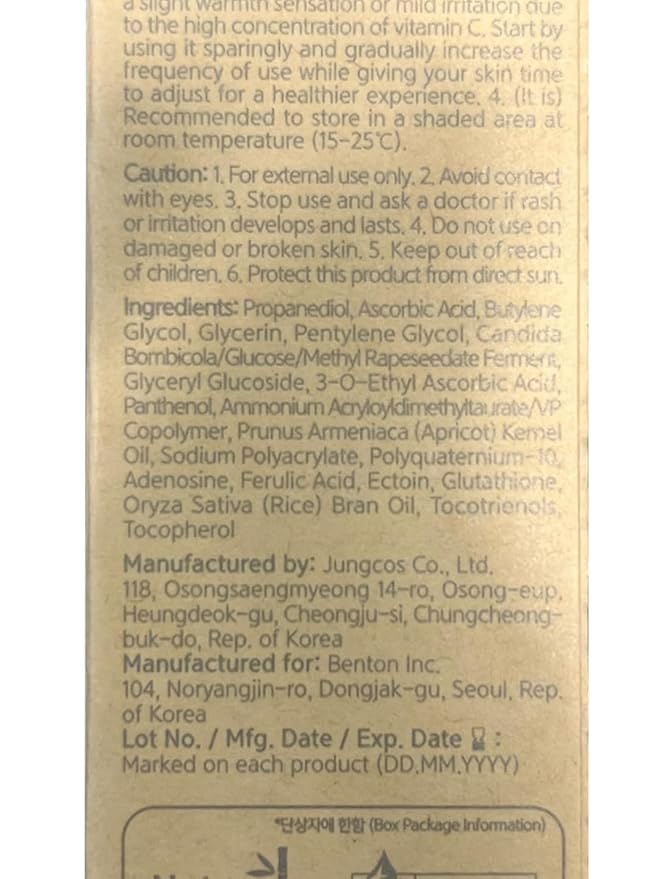BENTON Vitamin C Serum | 1.01 fl oz - Korean Vitamin C Serum for Face