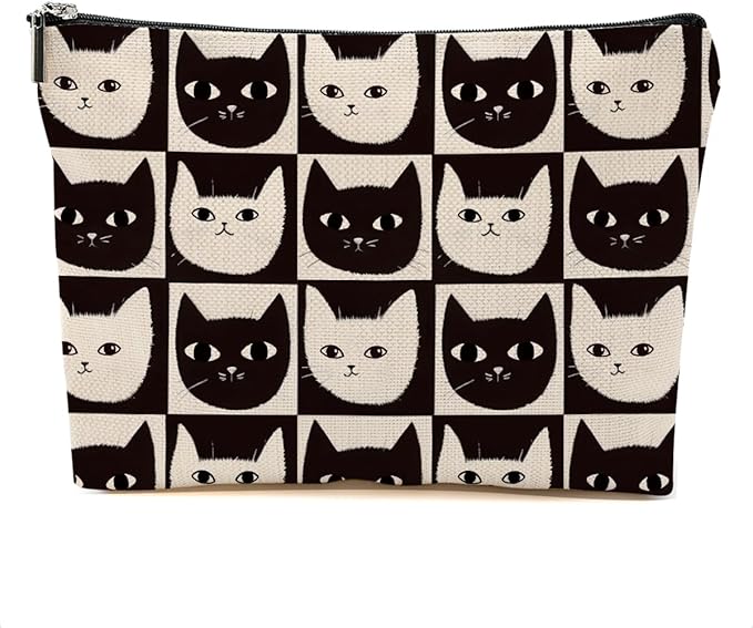 DHKG Cat Makeup Bag Cat Gifts Cosmetic Bag Cat Lover Gifts for Women Girls Best Friends Aunt Mom Cat Themed Gifts Cat Stuff Travel Organizer Zipper Pouch Graduation Birthday Friendship Gifts