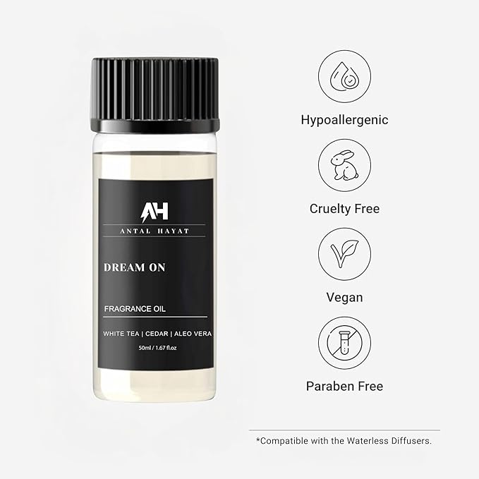 Antal Hayat Dream On Essential Oil Scent 50mL - Inspired by Westin Hotel - Home Luxury Scent - Antal Hayat Diffuser Oil - White Tea, Cedarwood, Amber, Musk - Diffuser Oil Blends for Aromatherapy
