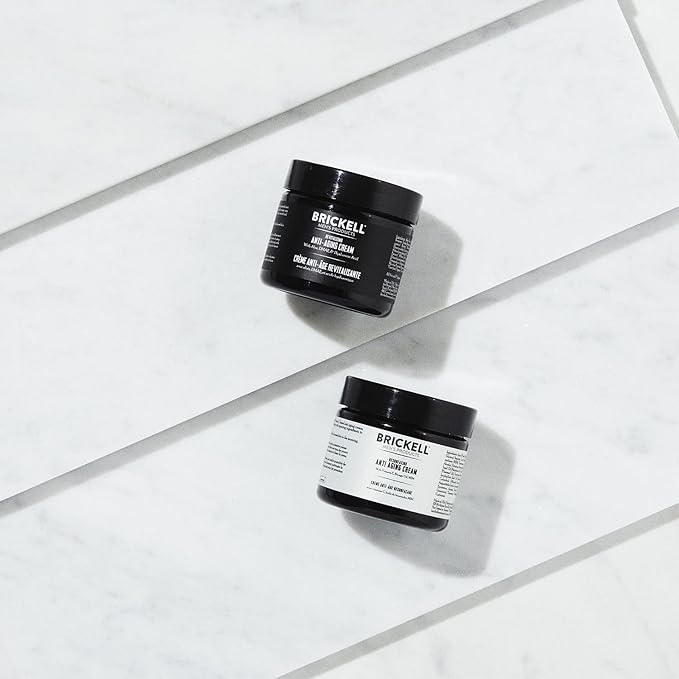 Brickell Men's Day and Night Anti Aging Cream Routine, With Vitamin C, Hyaluronic Acid, and Vitamin E, Scented, Skincare Gift Set