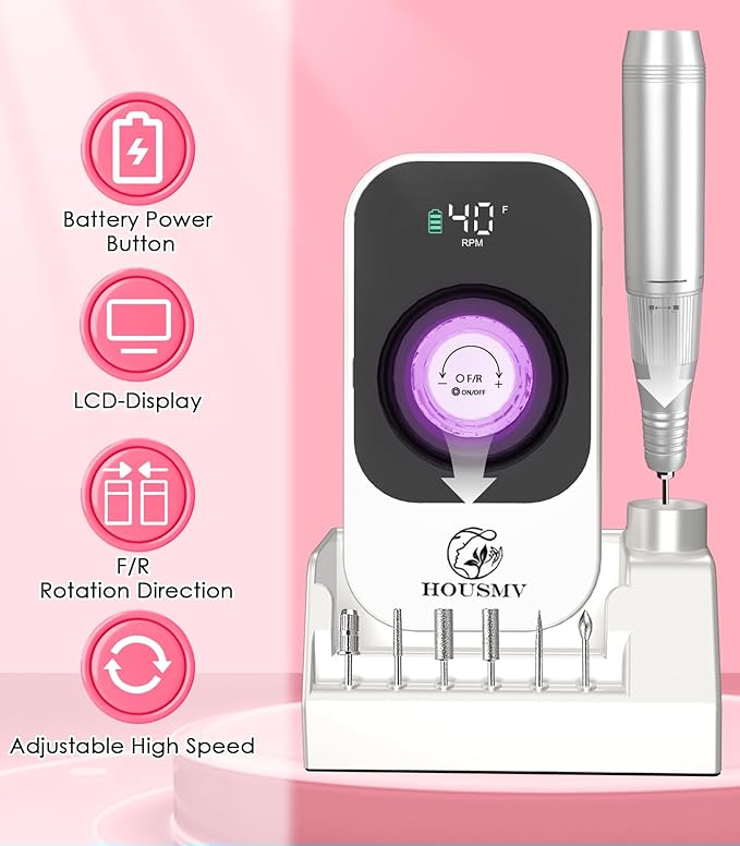 Portable Nail Drill Electric File: Professional Rechargeable E-File Machine