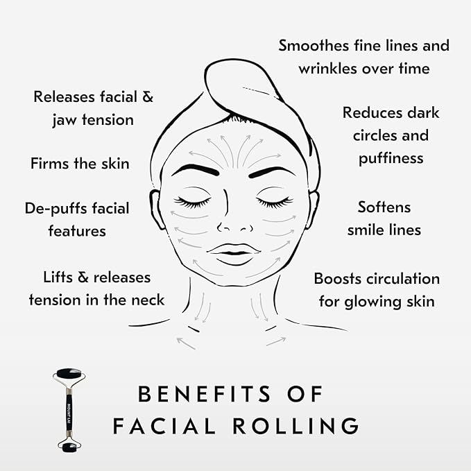 Mount Lai Warming Black Obsidian Facial Roller Massager | Facial Massage Roller to Detoxify and Purify