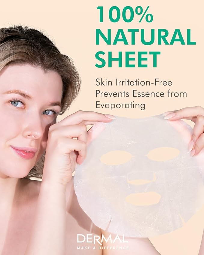 DERMAL Green Tea Collagen Soothing Sheet Mask, Fresh Hydration, 10 Pack