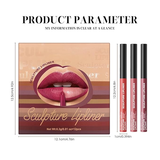 K16 Hxssll 12 Colors Matte Lip Liner Pencil – Long Lasting Waterproof Lip Liner, Smudge Proof Transfer Proof Lip Pencil, High Pigment Lip Makeup for Defining & Filling Lips (A3-set:04+05+06, 3PCS)