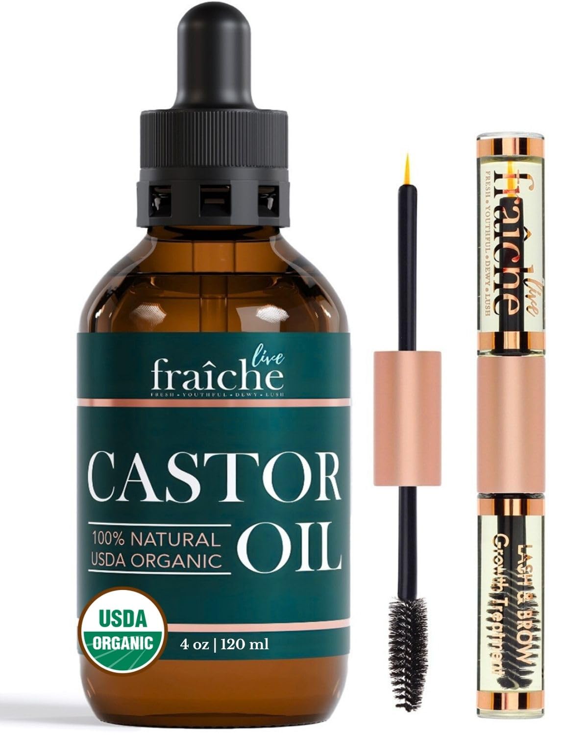 Cold Pressed Organic Castor Oil for Hair Growth &Eyelash Hair Essential Oil
