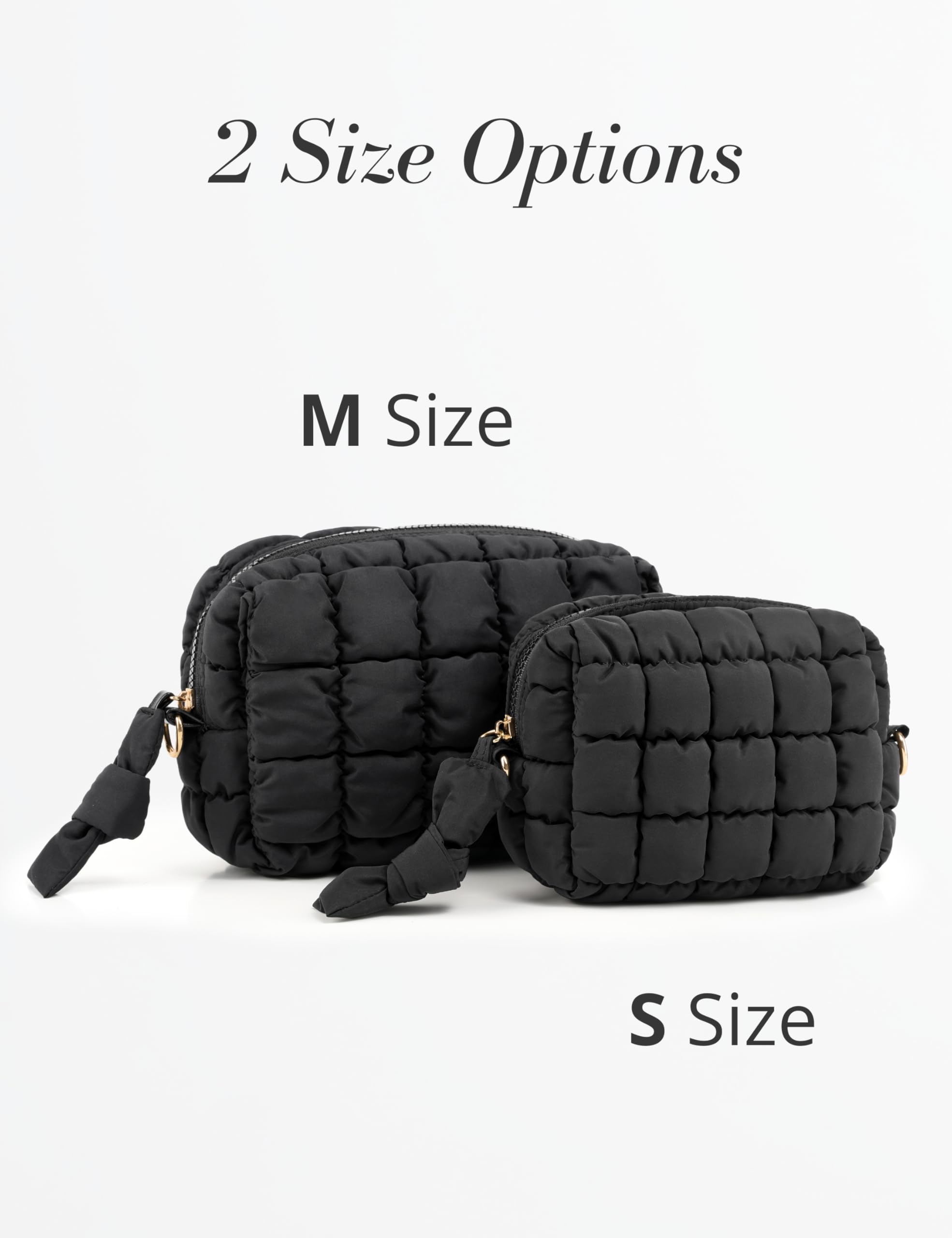 Yarnic Quilted Makeup Bag Cosmetic Bag, Travel Toiletry Bag for Women, Cute Makeup Bag Organizer Puffer Makeup Pouch (M, Khaki)