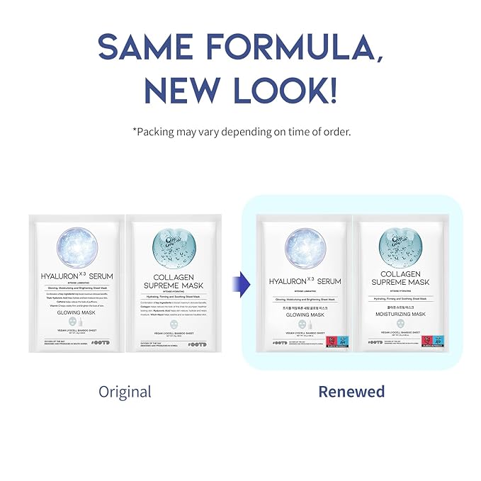 #OOTD Hydrating Soothing Sheet Masks with Collagen,Ceramide,Cica(30-Pack)
