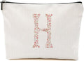 CSHVJ Initial Makeup Bag Floral H Personalized Cosmetic Bag Monogrammed Gifts for Women Girls Bride Mom Monogram Zipper Pouch for Teacher Appreciation Mothers Day Birthday Wedding Bridal Shower Gifts