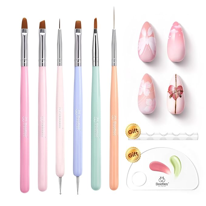 Beetles Nail Art Brushes, 6pcs Nail Art Tool Set