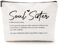 CQM Soul Sister Gifts for Women Makeup Bag Best Friend Birthday Gifts Sister Gifts Cosmetic Bag Friendship Gifts Bestie Gifts for Women Girls Cousin Travel Toiletry Bag Christmas Graduation Gifts