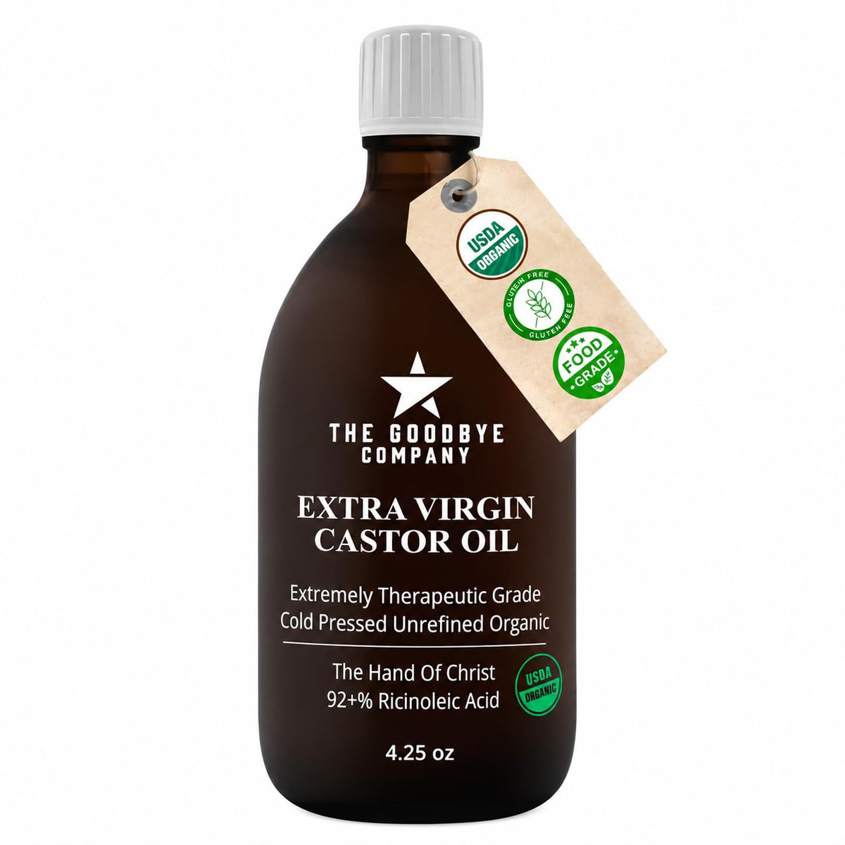 The Goodbye Company USDA Organic Castor Oil for Eyelashes & Eyebrows