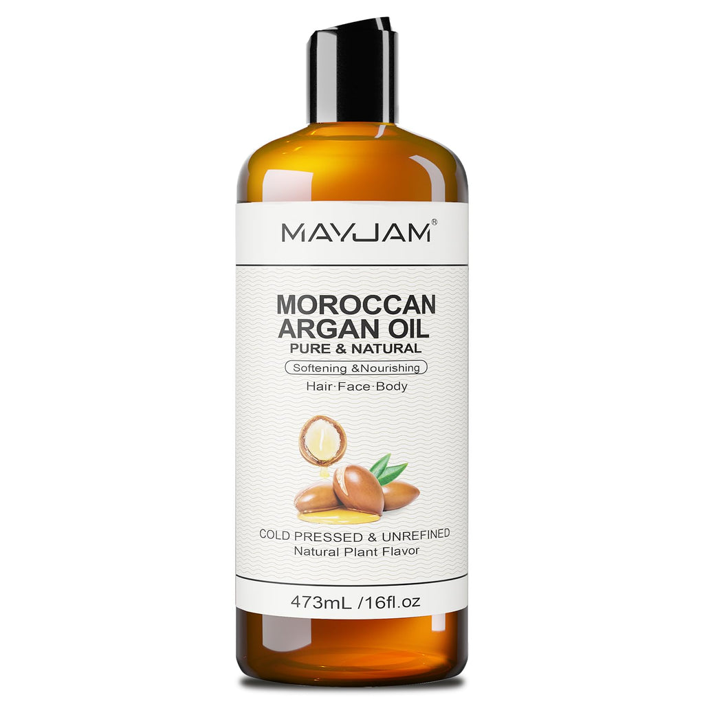 MAYJAM Moroccan Argan Oil 16 Oz, Moisturizing Body Skin Face Hair Scalp