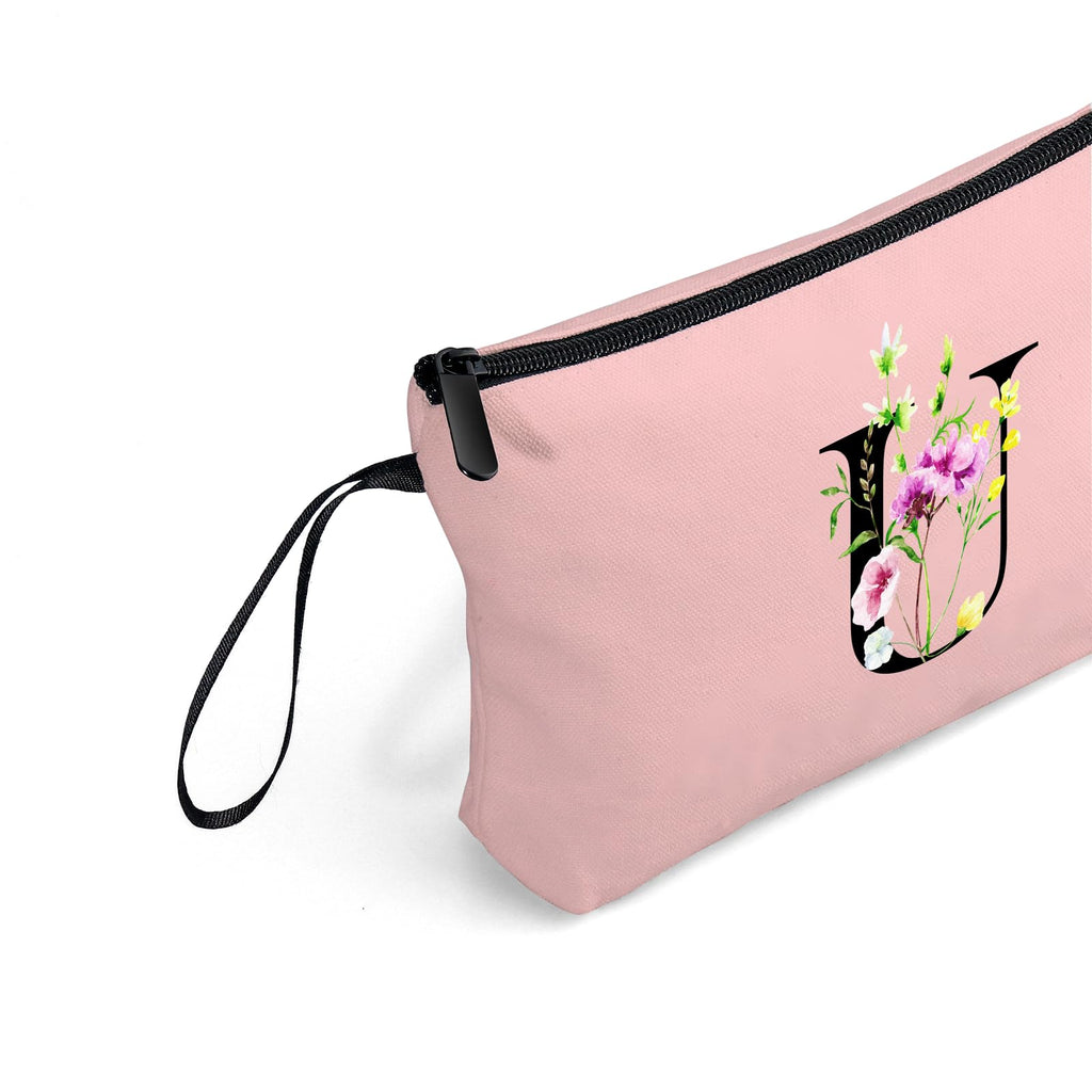 Birthday Thank You Appreciation Monogrammed Gifts for Mom Aunt Teacher Sister Friend Coworkers Bride Bridesmaid Makeup Cosmetic Bag with Mirror Mothers Day Christmas Graduation U