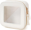 FFpaw Valentine's Day Gift Clear Makeup Bag Small, Mini Cosmetic Bag for Purse Clear Makeup Pouch Purse Organizer with Zipper Travel Toiletry Bag Car Organizer Essentials for Women Men (Mini White)