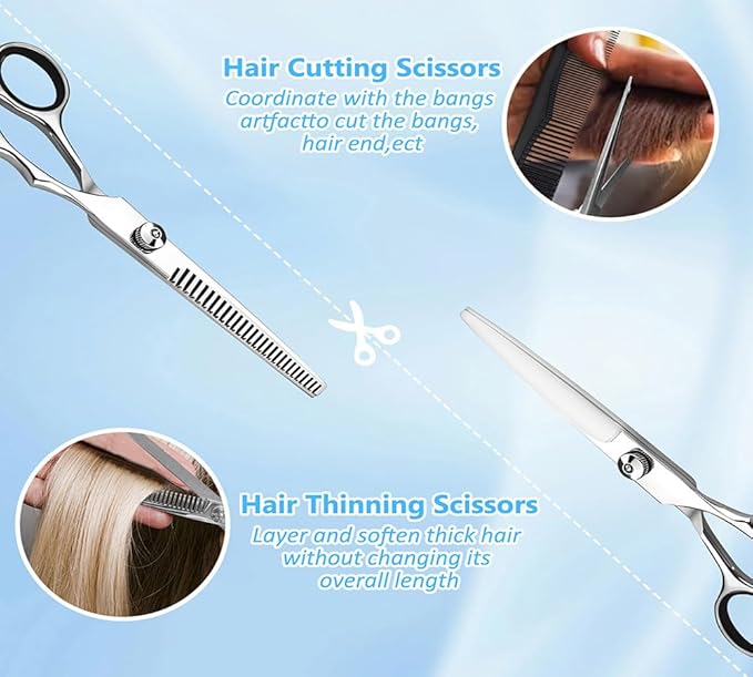 Xolaawa Hair Cutting Scissors, Thinning Shears Kit. Premium Stainless Steel Salon Scissors, Edge Scissor, Razor.for Hairdressing, Salon and Home