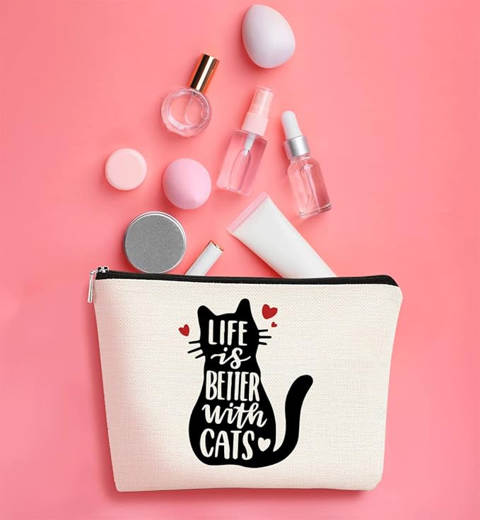 BARPERY Cat Ketten Makeup Bag - Cosmetic Accessory Gift for Cat Lovers, Women & Girls
