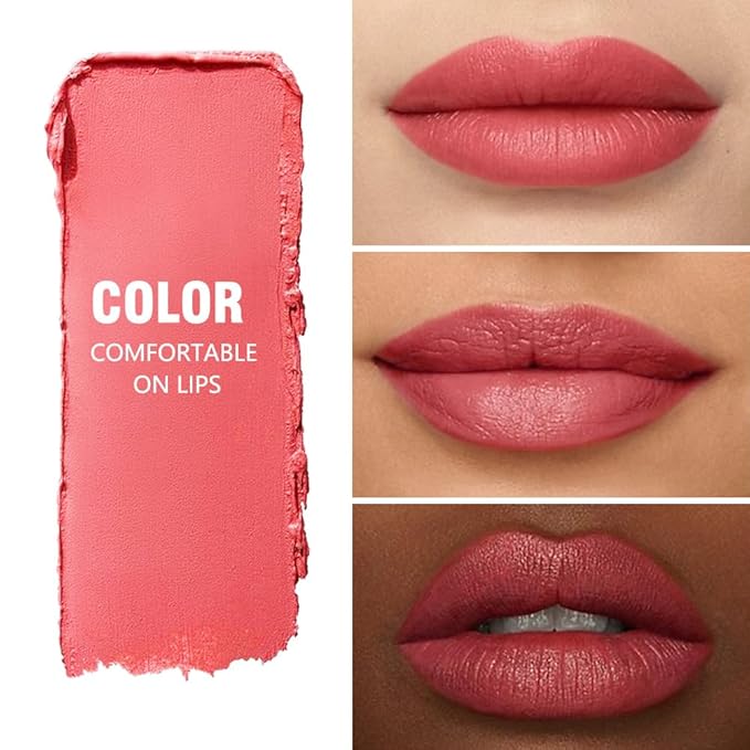 QIDSTERS Matte Lipstick Crayon Set for Women, Ruby Red 24 Hour Lipstick Lip Liner Pencil, Neutral Lip Stick Lipliner Long Lasting Waterproof Smudge Proof, Vegan & Cruelty-Free, 04