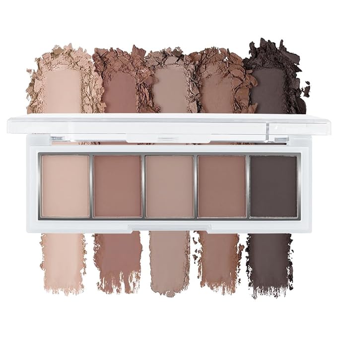 JUAAZIN 5 Colors Matte Eyeshadow Makeup Palette, 5 Natural Neutral Nude Brown Cool-Toned Nude Taupe Eyeshadow, Looks for Brown Eyes Women Finish Long Wearing Waterproof Professional Eye Makeup 06#