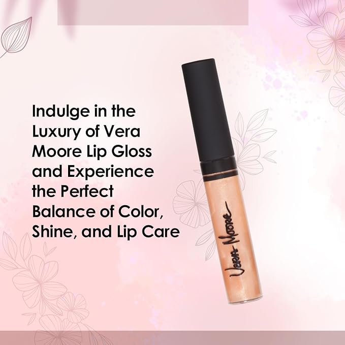 VERA MOORE COSMETICS AND SKIN CARE Lip Gloss, Moisturizing Lip Color with Shimmer for Long Lasting Shine, Lightweight Lip Stain, Non-Sticky Lip Gloss with Aloe Vera, W/Vitamin C, E (Naked Innocense)
