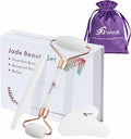 9 9PINE Valentines Day Gifts for Women,Wife,Girls,3-in-1 Gua Sha & Jade Roller Facial Tools Set -Jade Roller & Gua Sha Kit& Facial Massage PenFacial Massage Device for Skincare, Best Gift (White)